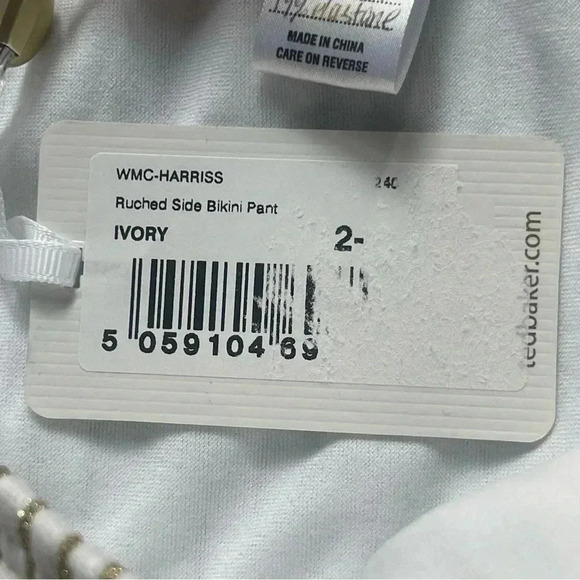 NWT Ted Baker London Women's 2 Bikini Swim Bottom Beach Lake Ivory Gold Metallic - Picture 6 of 11